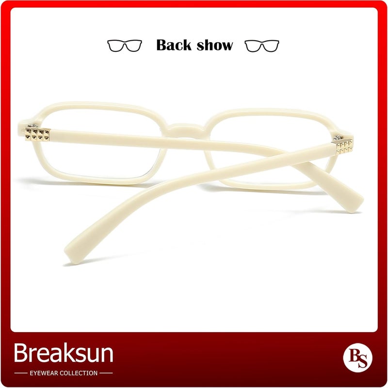 Breaksun نظارات مستطيلة عتيقة للنساء والرجال نظارات زرقاء صغيرة لحجب الضوء الأزرق نظارات عتيقة - Image 3